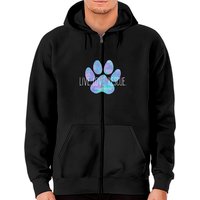 Live Love Rescue Blue Dog Paw - Dog - Zip Hoodies