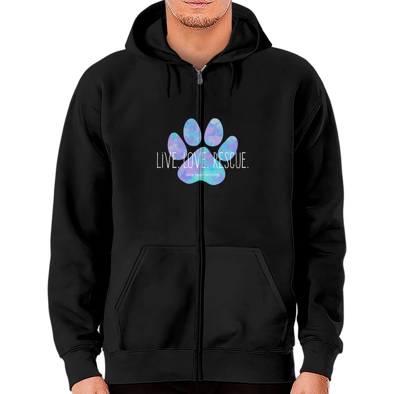 Live Love Rescue Blue Dog Paw - Dog - Zip Hoodies — Sweats à capuche pour hommes