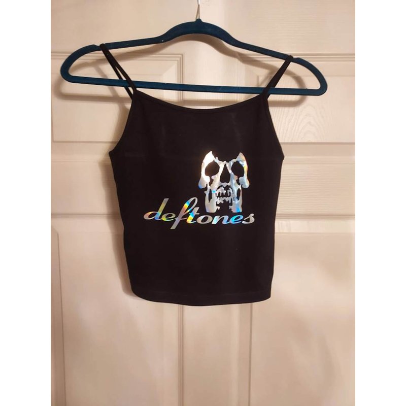 Deftones Holographic Vinyl Crop Top — T-shirts pour hommes