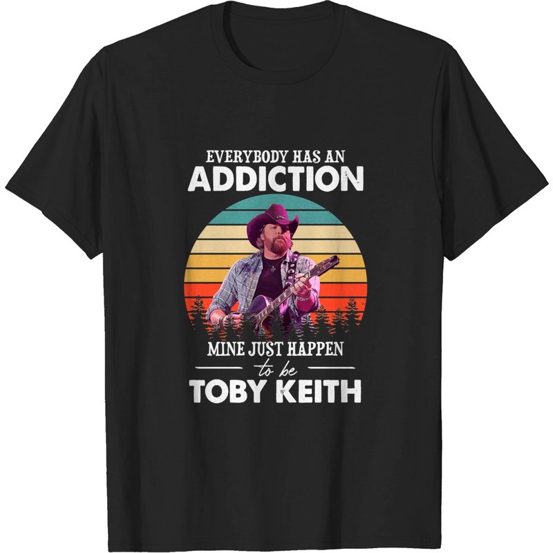 Vintage Everybody Has An Addiction Just Happens To Be Toby Keith Cowboy T-shirt — Mens T Shirts