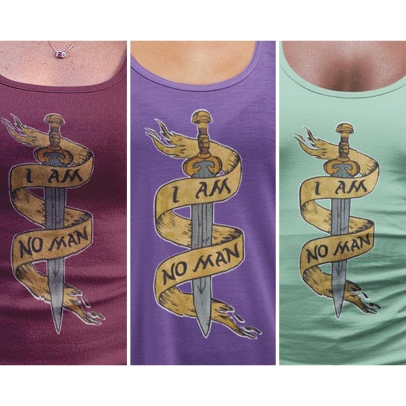 Tolkien I Am No Man Racerback Tank | Lotr Shirt, Lord Of The Rings, Gamer Shirt, Fantasy Shirt, Rohan, Eowyn, Nazgul, Angmar, Witch King — Mens T Shirts
