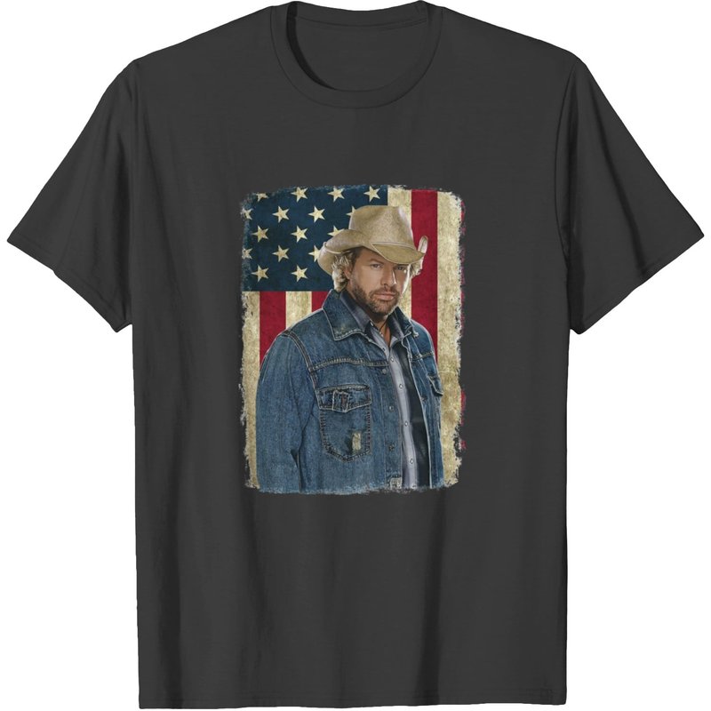 Vintage American Flag Name Toby Keith Cowboy T-shirt — Mens T Shirts