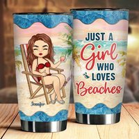 Just A Girl Loves Beaches - Personalized Tumbler — Mugs & Tumblers