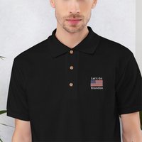 Lets Go Brandon American Flag Embroidered Premium Polo Shirt
