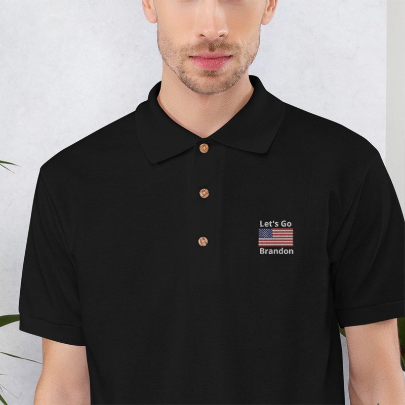 Lets Go Brandon American Flag Embroidered Premium Polo Shirt — Chemises décontractées pour hommes