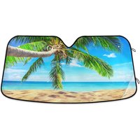 Beach Palm Tree Car Sun Shade Tropical Hawaii Blue Sea — Pare-soleil de voiture
