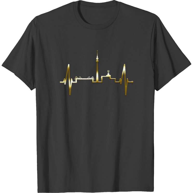 Dortmund Skyline Heartbeat Love Red Heart Ruhrpott T-shirt — T-shirts pour hommes
