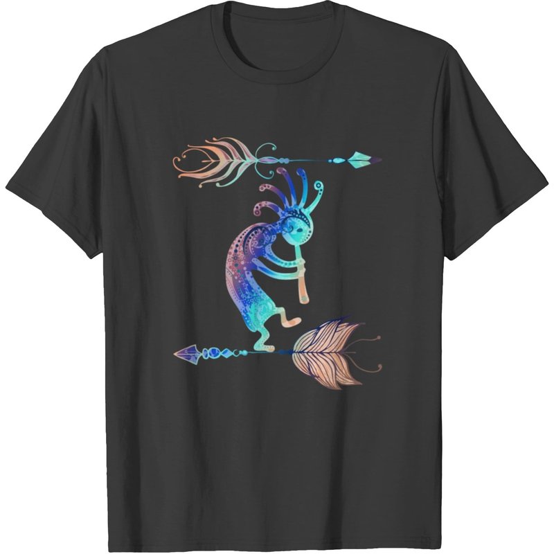 Native American Kokopelli With Two Feathers 2 T-shirt — T-shirts pour hommes