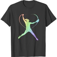 Soft Rainbow Softball For Girls Pitcher Patterned T-shirt