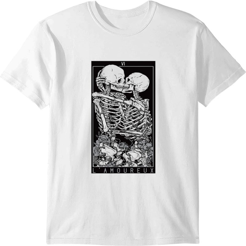 Tarot Card Kissing Skeleton Love Skull Bones T-shirt
