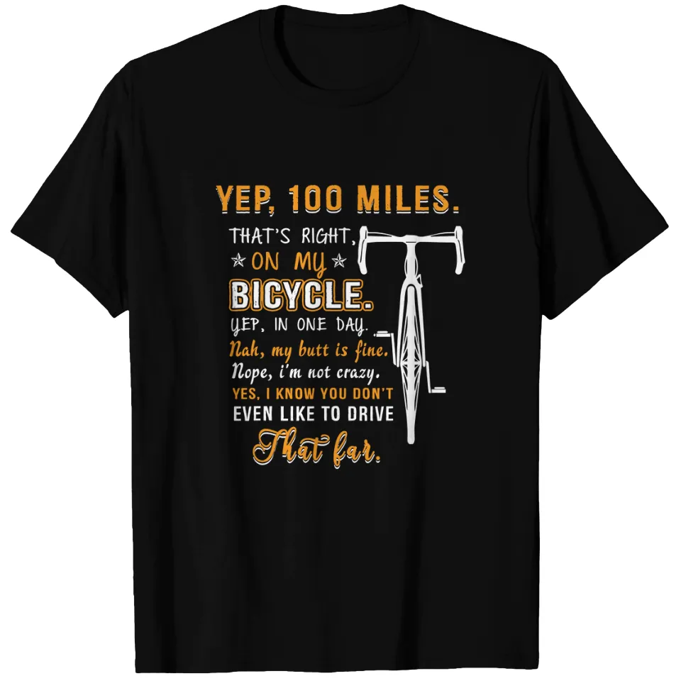 T-shirt pour hommes 100 Miles On My Bicycle - Cyclistes Amusants