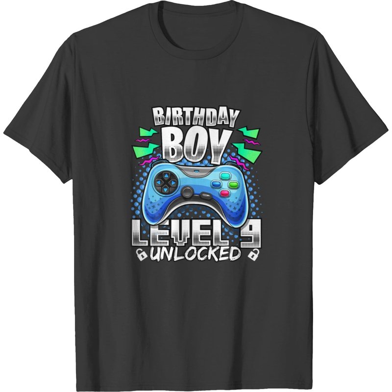 Level 9 Unlocked Video Game 9th Birthday Gamer Gif T-shirt