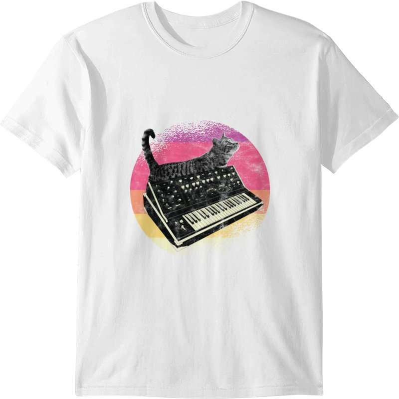 Synthesizer Cat Synth Vintage Keyboard T-shirt