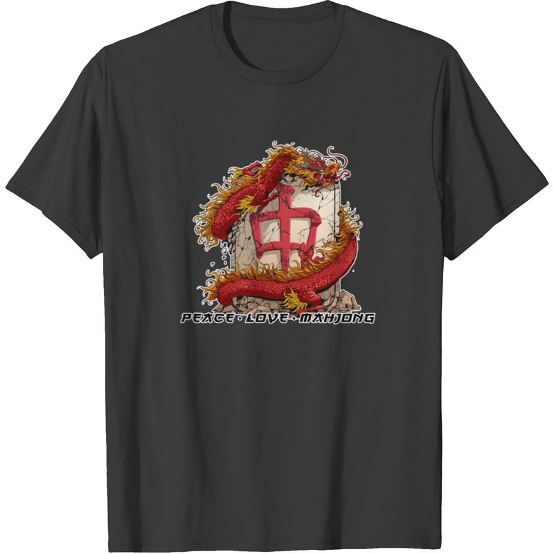Mahjong Product I Peace Love Mahjong Red Dragon T-shirt — T-shirts pour hommes