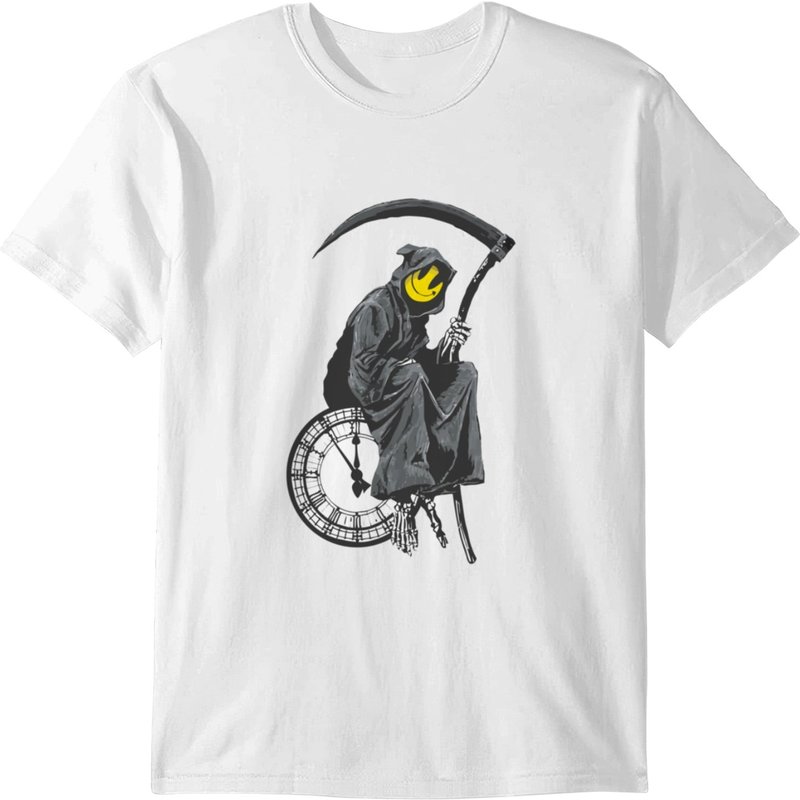 Banksy Grim Reaper Clock T-shirt — T-shirts pour hommes