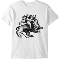 Vintage Cupid Lion Angel Romantic Line Art Cherub T-shirt