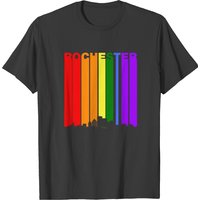 Rochester New York Skyline Rainbow Lgbt Gay Pride T-shirt