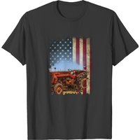 American Flag Tractor Usa Farming T-shirt