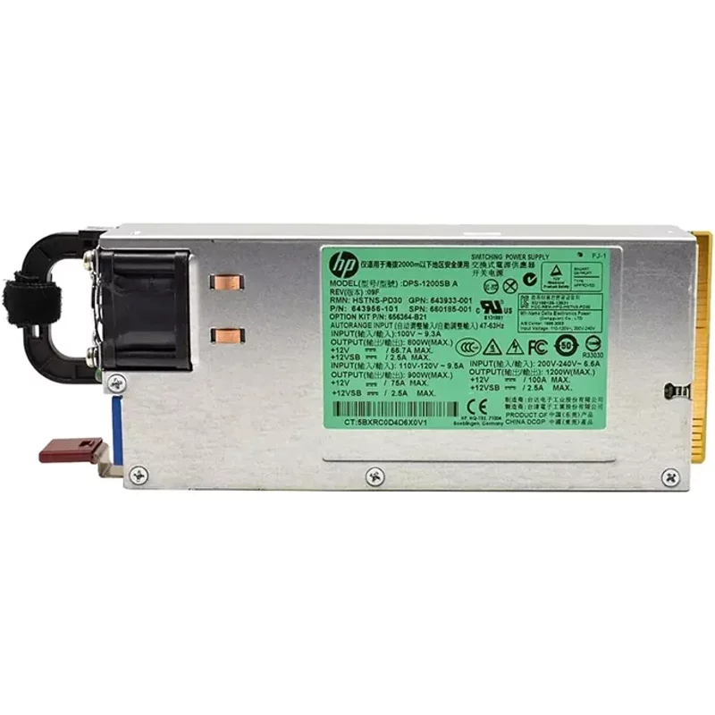 HP 656364-B21 | 1200-Watts 100V-240V AC Common Slot 80-Plus Platinum Hot-Pluggable Power Supply for DL360E Gen8 Server — Power Supplies