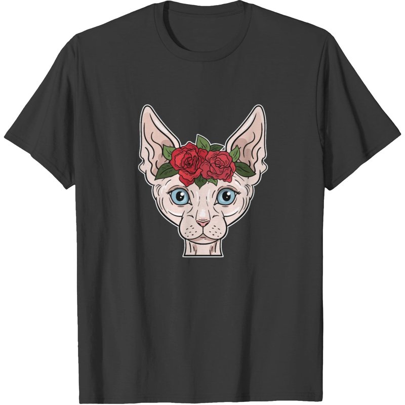 Sphynx Cat Sphinx Cat Flowers Roses Gift Present T-shirt