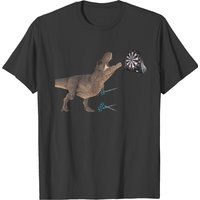 Funny Billiards - Dinosaur Playing Darts - Humor T-shirt — T-shirts pour hommes