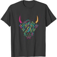 Highland Cow Animal Print Colorful Cow Lover Gift T-shirt — Mens T Shirts