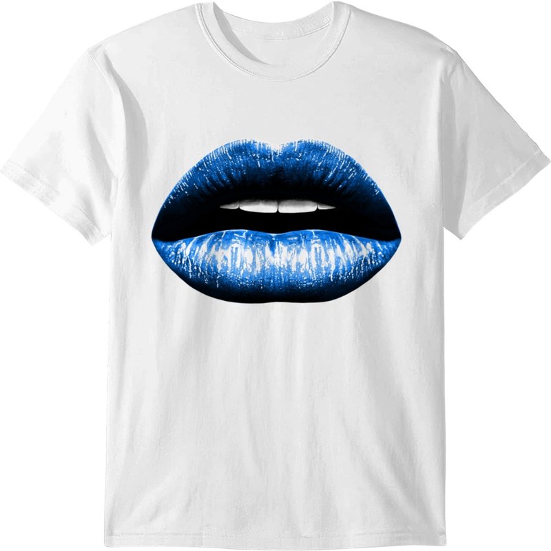 Blue Lips Mouth Illustration Cartoon T-shirt — T-shirts pour hommes