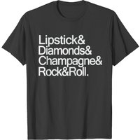 Womens Lipstick Diamonds Champagne Rock And Roll T T-shirt
