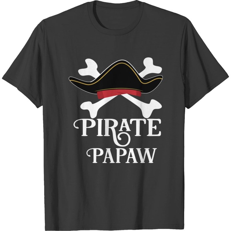 Pirate Papaw-funny Pirates Hat And Bones Pirate Pa T-shirt — Mens T Shirts
