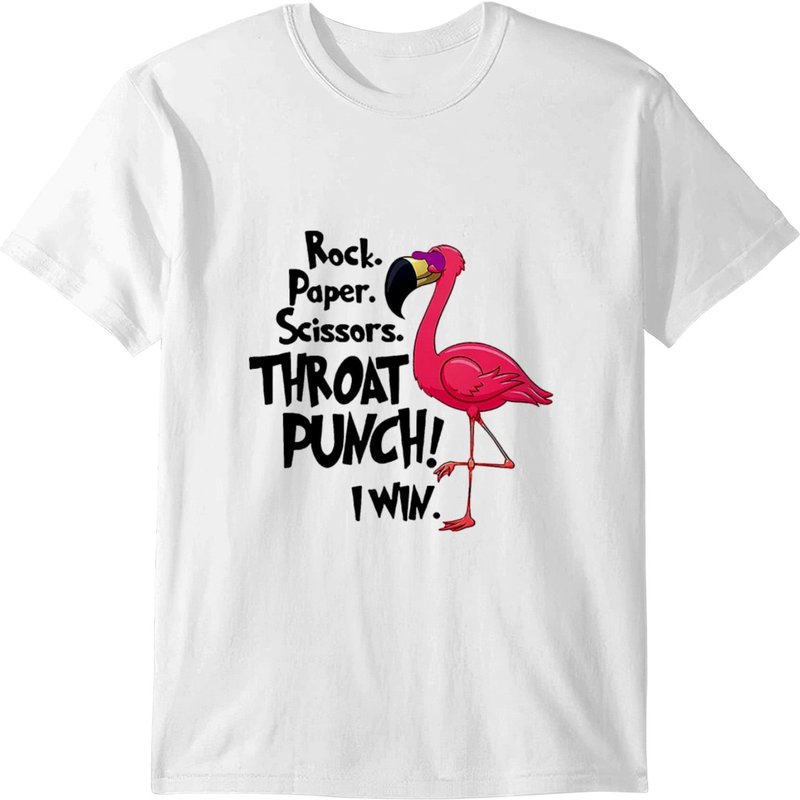 Rock Paper Scissors Throat Punch I Win Flamingo T-shirt — T-shirts pour hommes