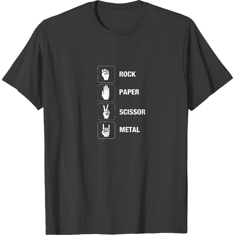 Rock Paper Scissor Metal Sign T-shirt — Mens T Shirts