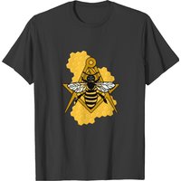 Masonic Emblem With Bee And Beehive T-shirt — Mens T Shirts