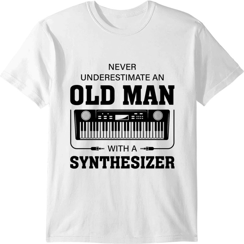 Old Man Synthesizer Musician Music Keyboard T-shirt — T-shirts pour hommes