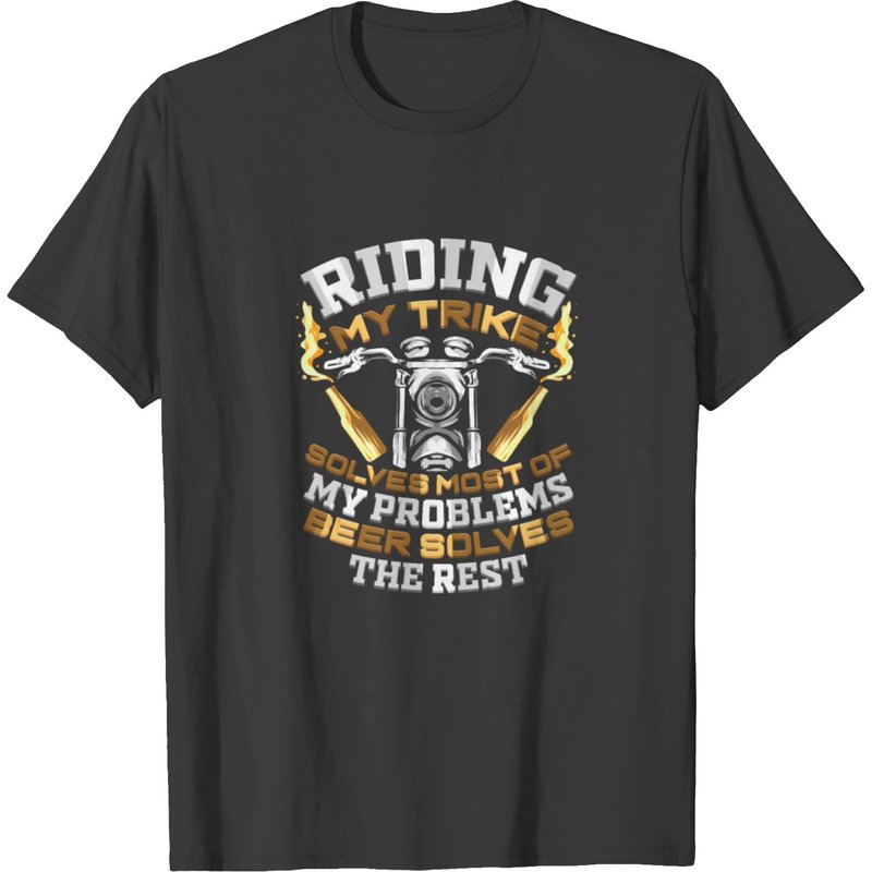 Riding My Trike And Drinking Beer Motorcycle Biker T-shirt — T-shirts pour hommes