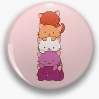 New Orange Lesbian Pride Flag Kawaii Cats Pin