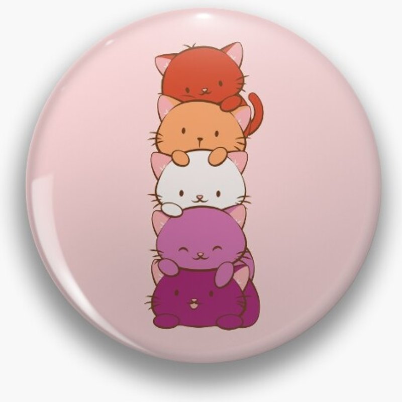 New Orange Lesbian Pride Flag Kawaii Cats Pin — Accessoires de mode