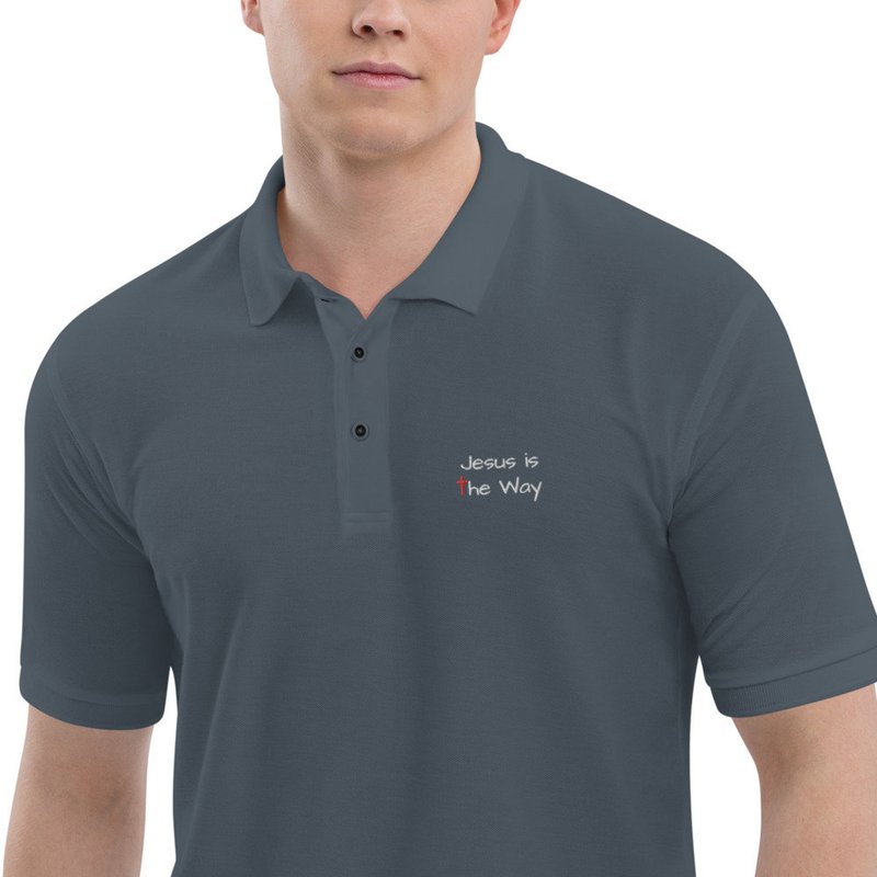 Men's Premium Polo Jesus Is The Way Embroidered Polo Shirt — Chemises décontractées pour hommes