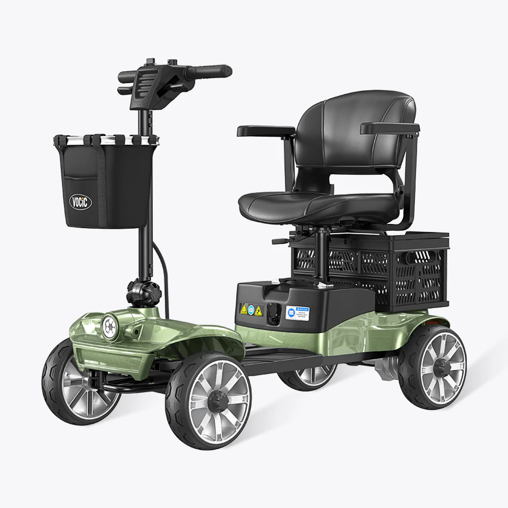 VOCIC D35 Scooter de mobilité électrique pliant avec panier vert — Aides a la mobilite