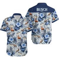 Light Beer Deer & Blue Flower Unisex Hawaiian Shirt — Chemises décontractées pour hommes