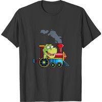 Funny Dinosaur Riding A Train Tyrannosaurus Dino B T-shirt