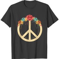 Floral Peace Symbol Hippie Lover Peace Sign T-shirt