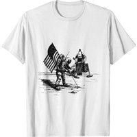 Apollo Moon Landing Astronaut With Usa Flag T-shirt