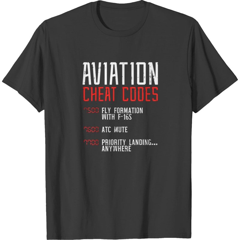 Aviation Cheat Codes Funny Airplane Humor Pilot At T-shirt