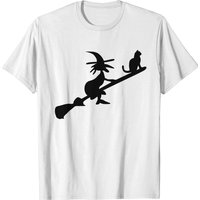Witch And Cat On Broom T-shirt