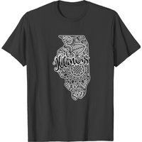 Illinois Usa State Map Mandala Design T-shirt — Mens T Shirts