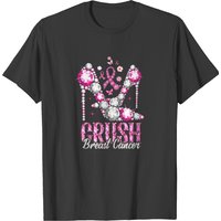 Crush Breast Cancer Bling Pink Ribbon T-shirt