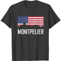Montpelier Vermont Skyline American Flag T-shirt — Mens T Shirts