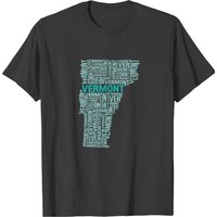Vermont Typography Map T-shirt — Mens T Shirts