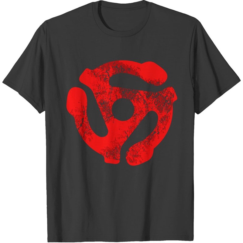 Music Turntable Record Dj Red 45 Rpm Adapter T-shirt — T-shirts pour hommes