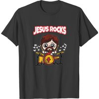 Jesus Rocks Christian Rock Band Catholic Boys Girl T-shirt
